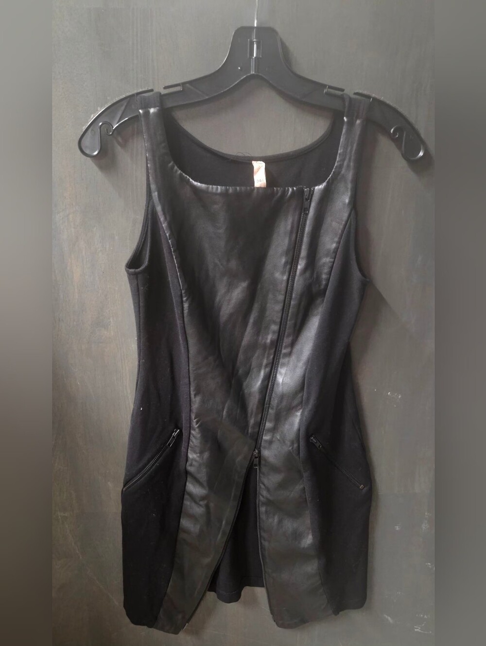 Bailey 44 Black Faux Leather-Panel Mini Dress